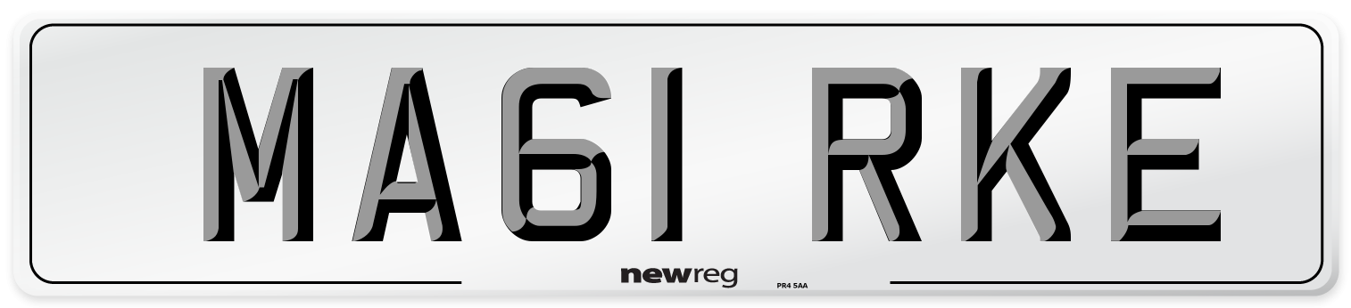 MA61 RKE Number Plate from New Reg